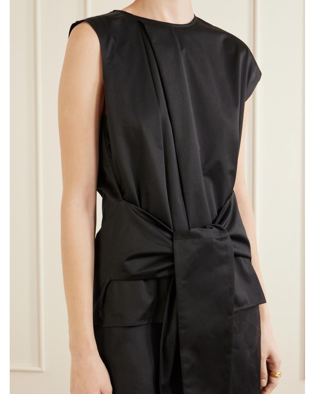 J.W. Anderson Black Tie-Detailed Cotton Top