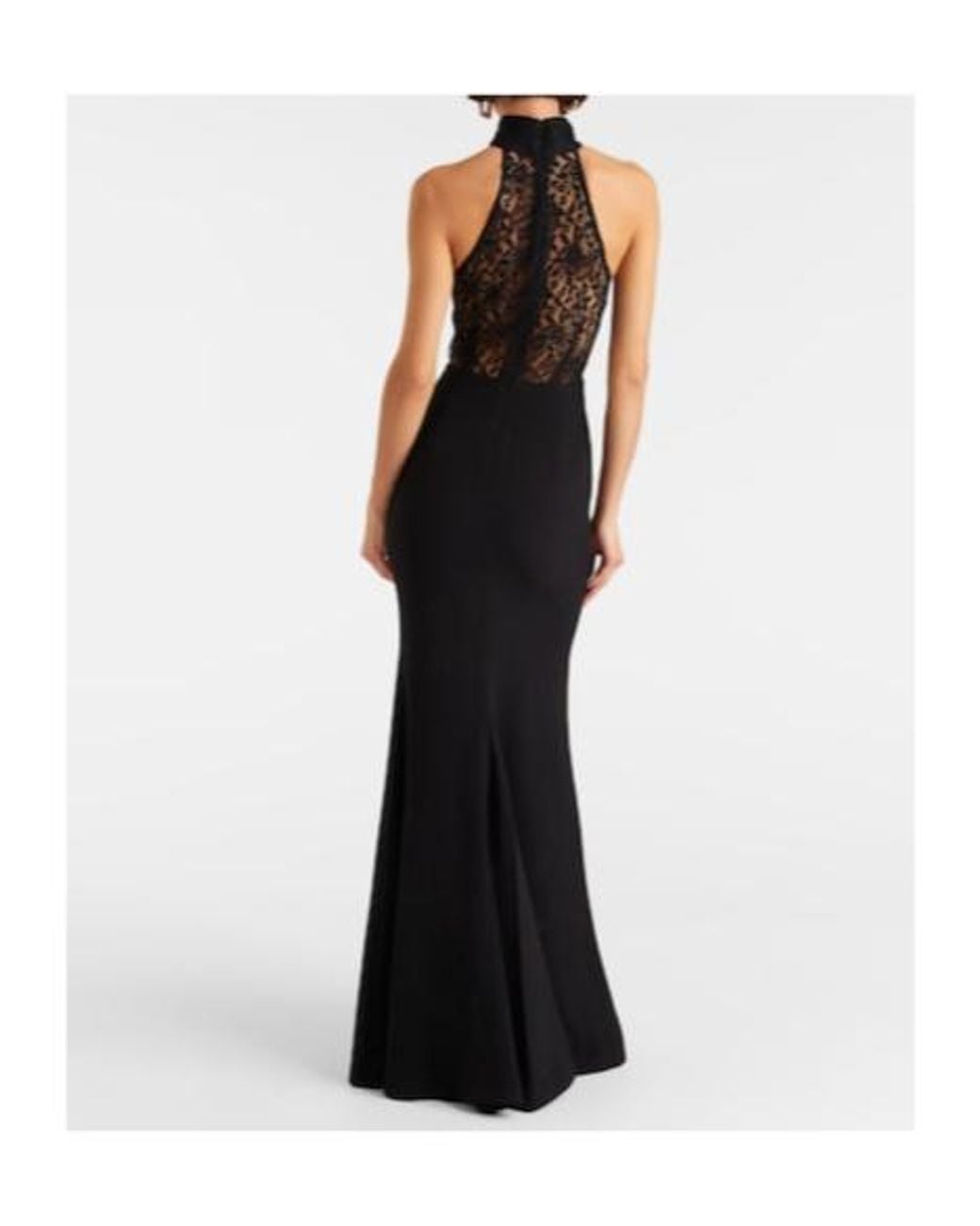 Rebecca Vallance Black Dixie Draped Halterneck Lace And Taffeta Gown