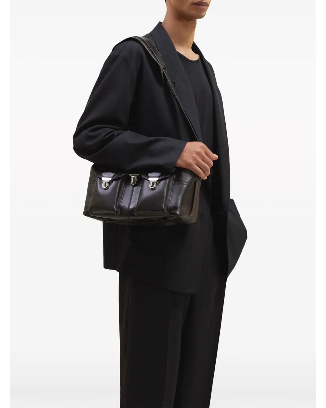 Lemaire Black Gear Medium Shoulder Bag for men