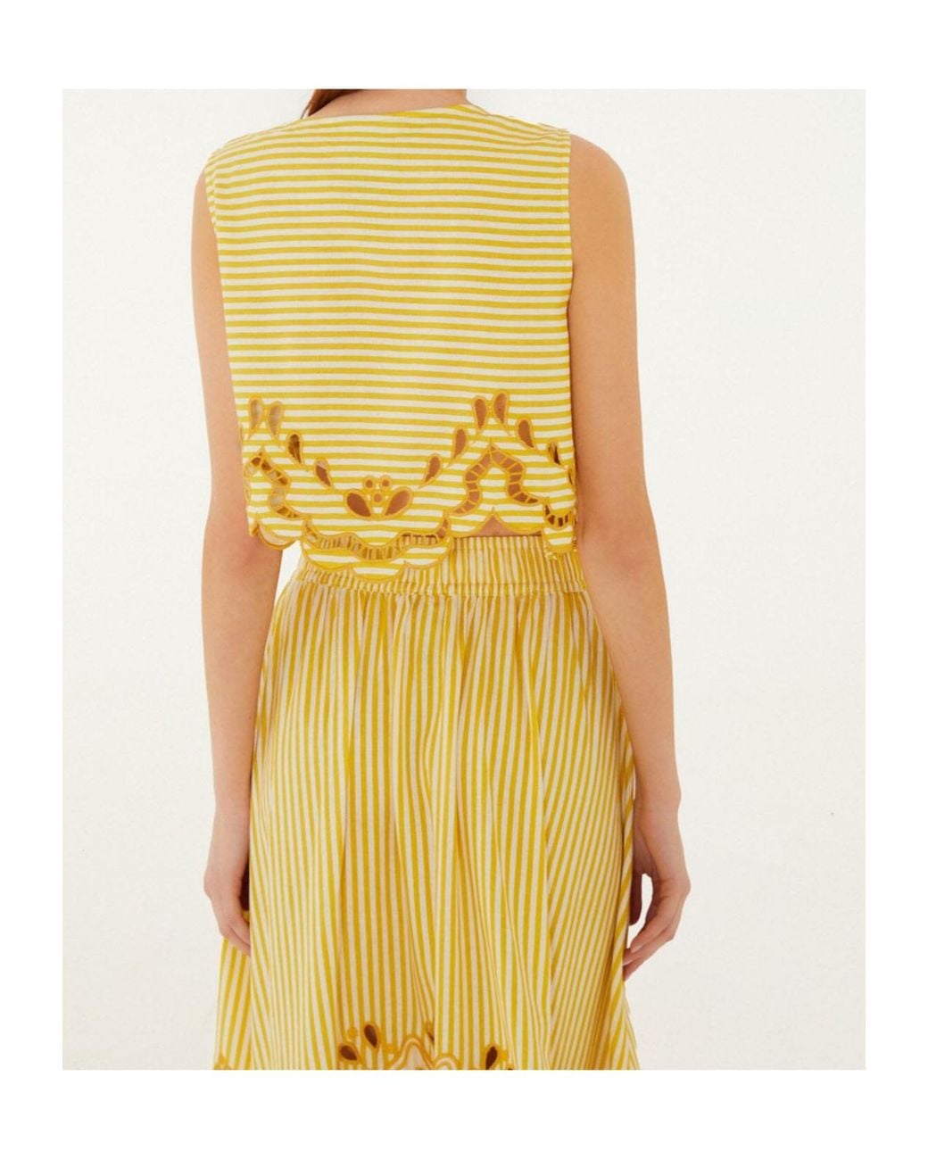 Farm Rio Yellow Embroidered Piping Vest