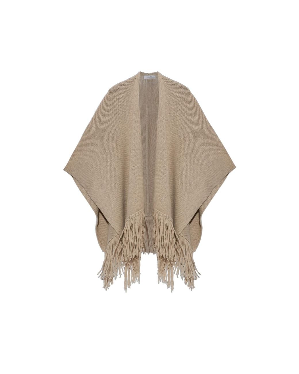 Max Mara Natural Bacini Fringed Knit Cape