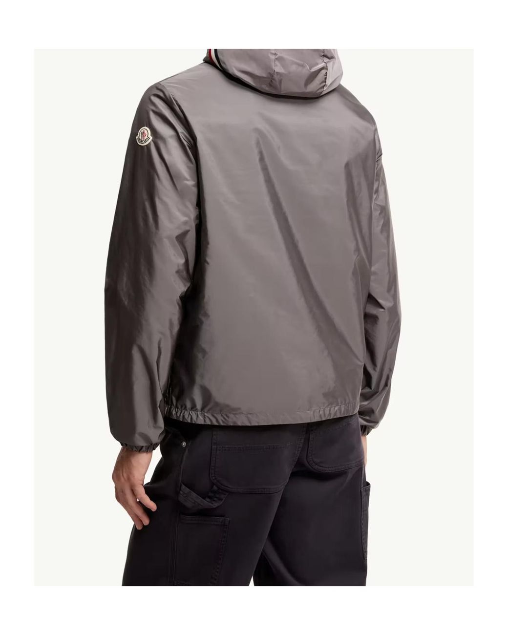 Moncler Gray Logo Patch Zip-Up Hooded Jacket for men