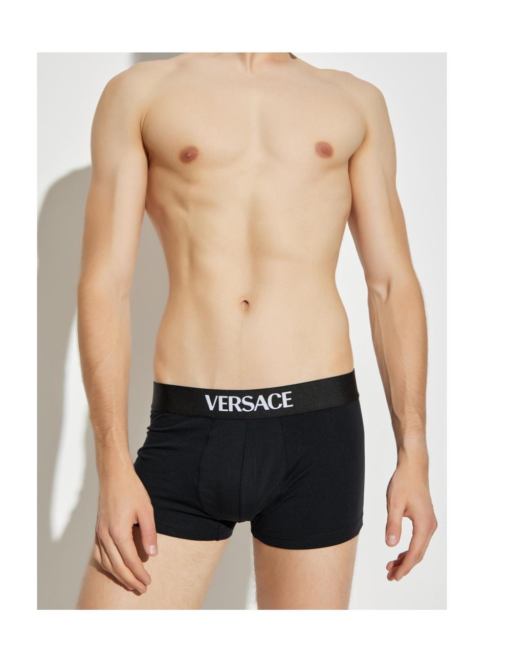 Versace Black Logo Waistband Trunks for men