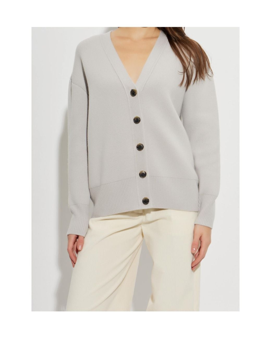 Lisa Yang Gray Amery V-Neck Cardigan