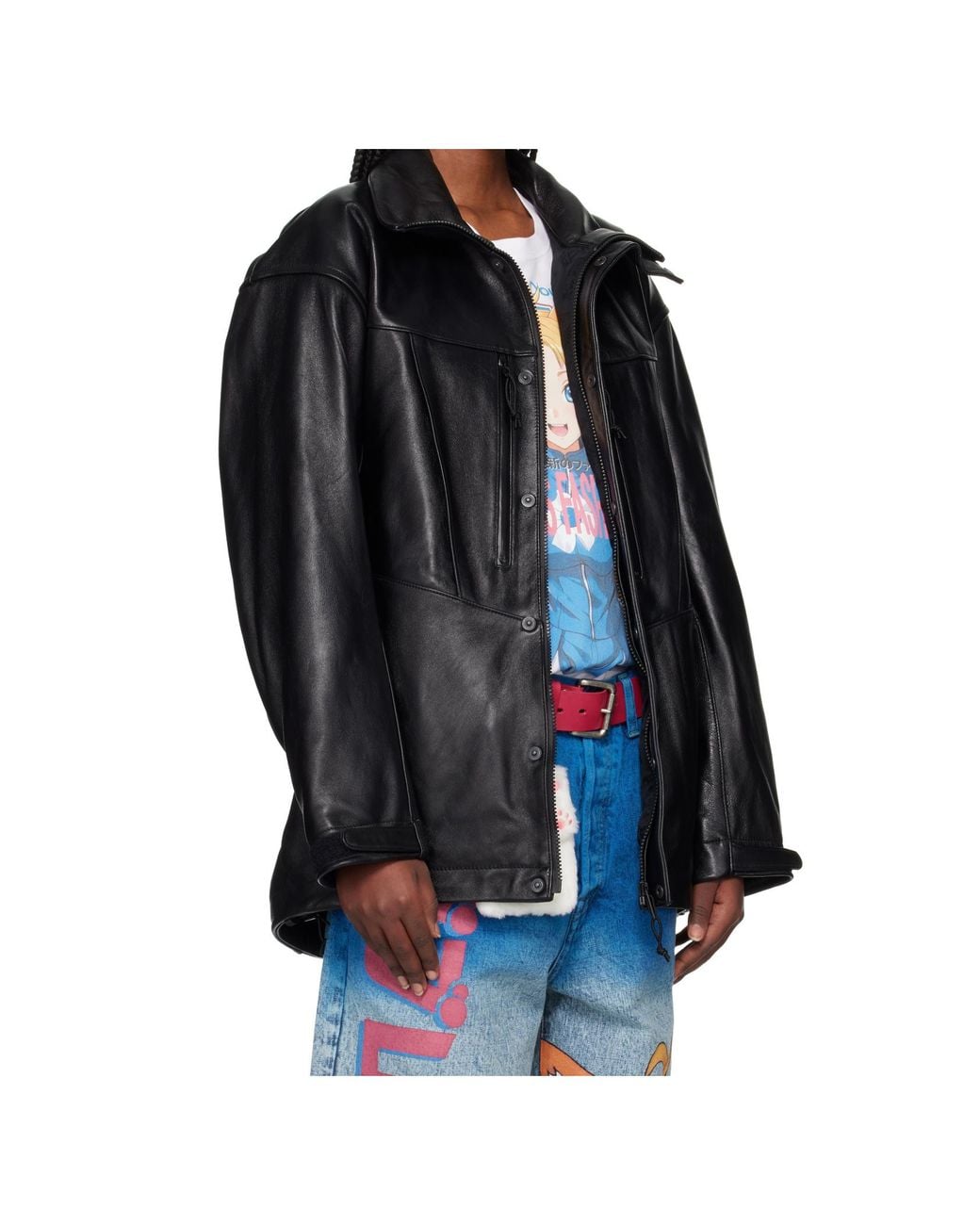 Doublet Black Panelled Leather Jacket