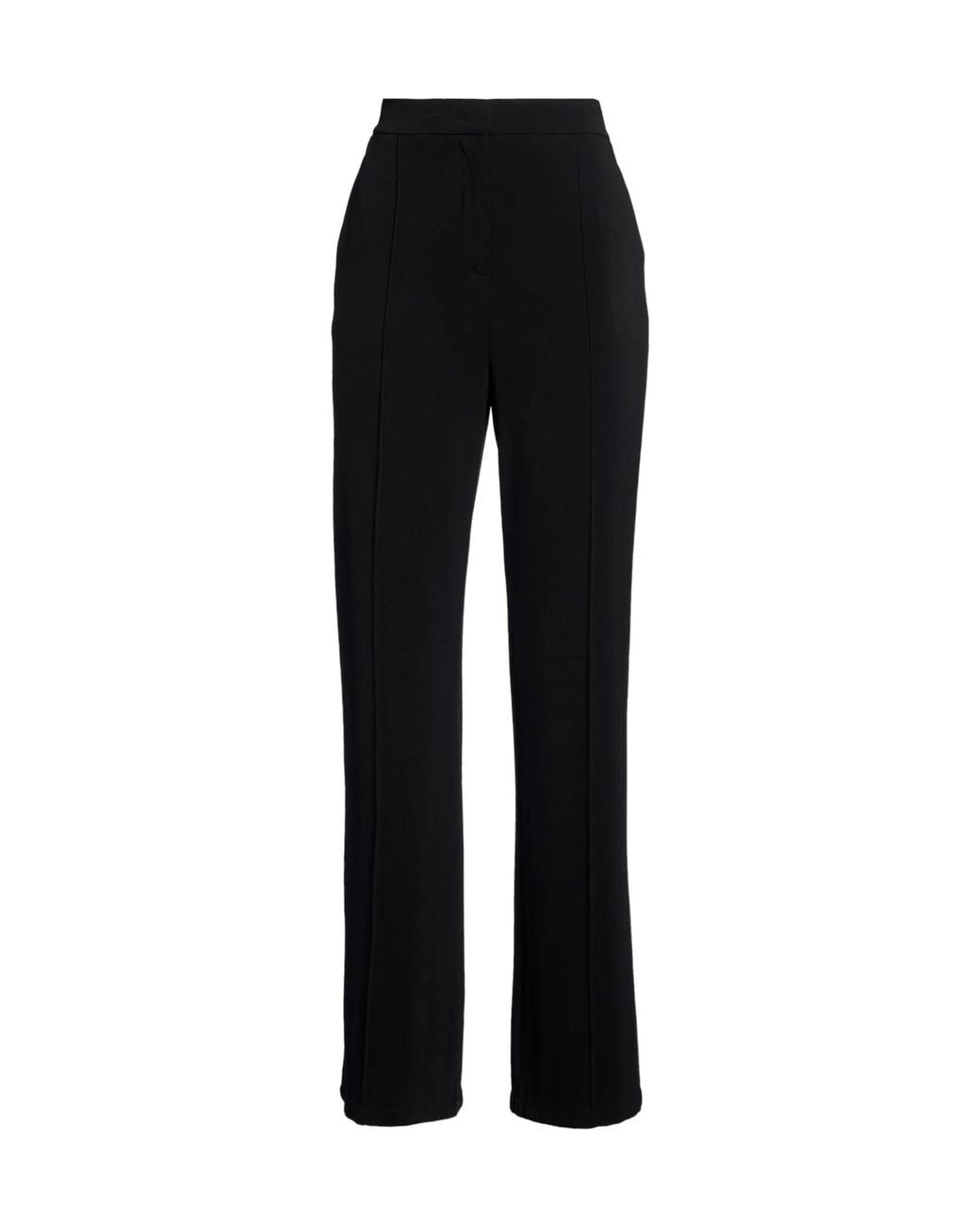 Max Mara Black Solid Stretch Wide-Leg Pants