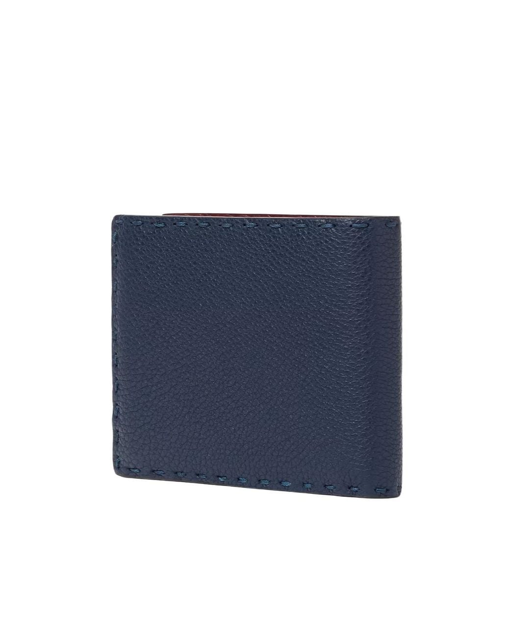 Fendi Blue Selleria Bi-Fold Wallet for men