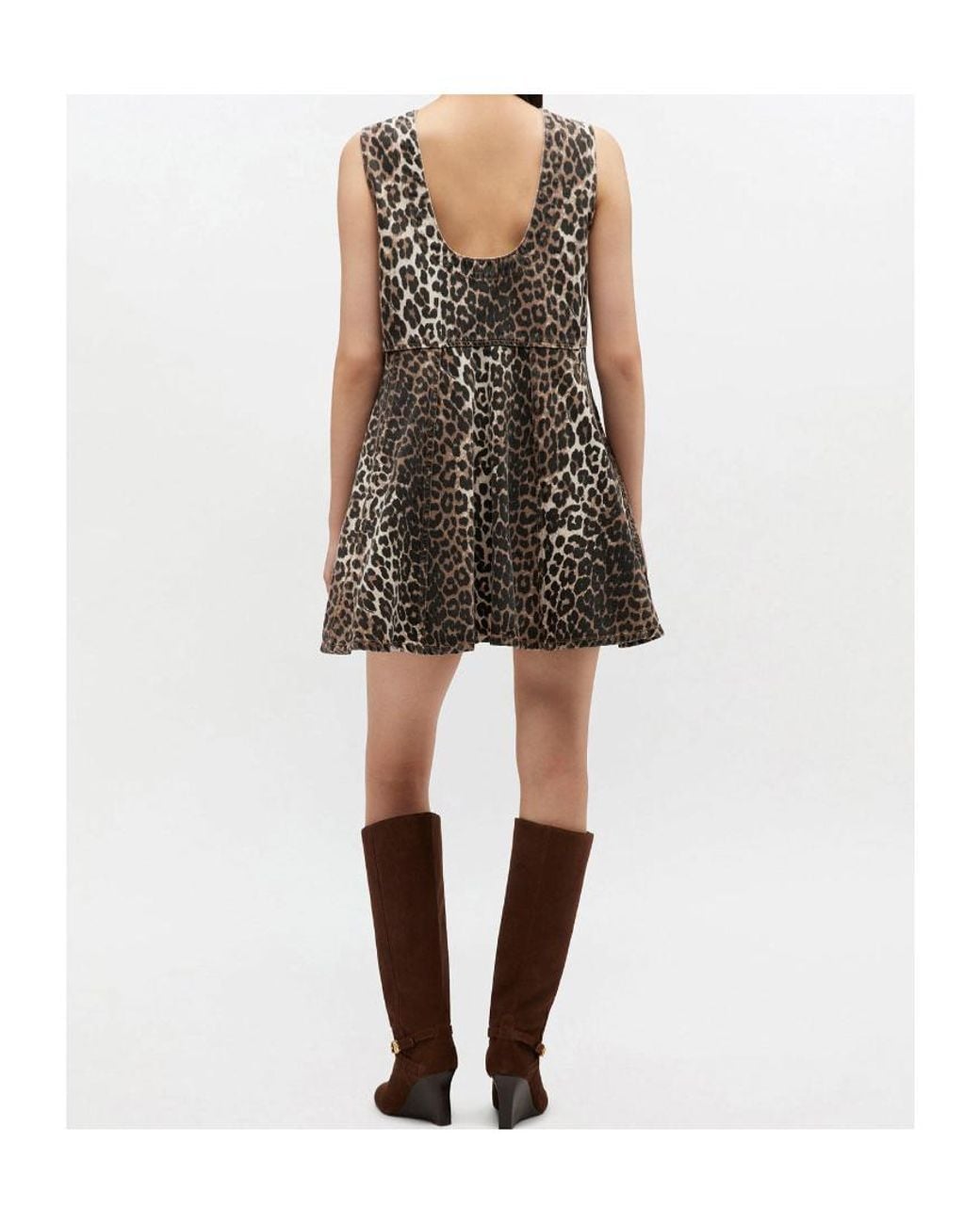 Ganni Multicolor Leopard Denim Mini Dress
