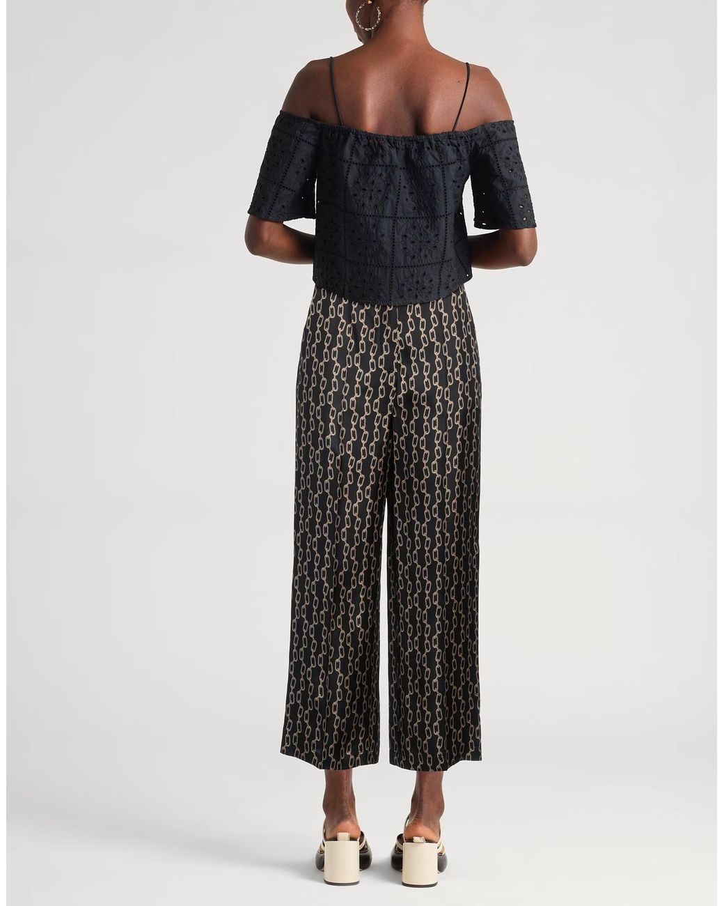 Max Mara Black Two-Tone Loose Long Pants