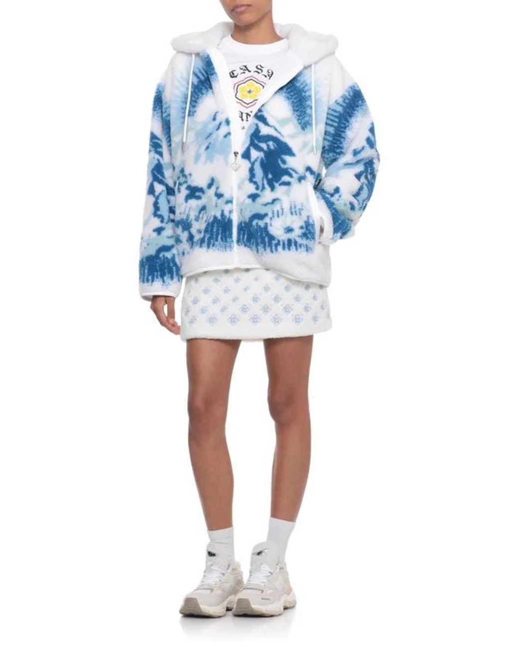 Casablanca Blue Hooded Fleece Zipped Jacket