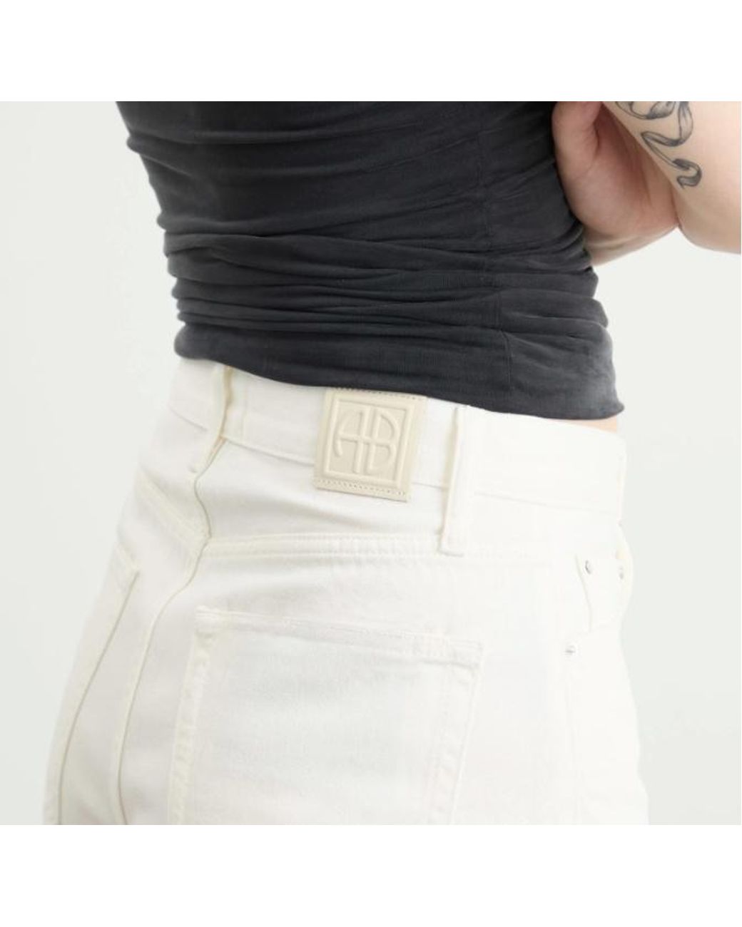 Anine Bing White Kat High-Rise Denim Shorts for men