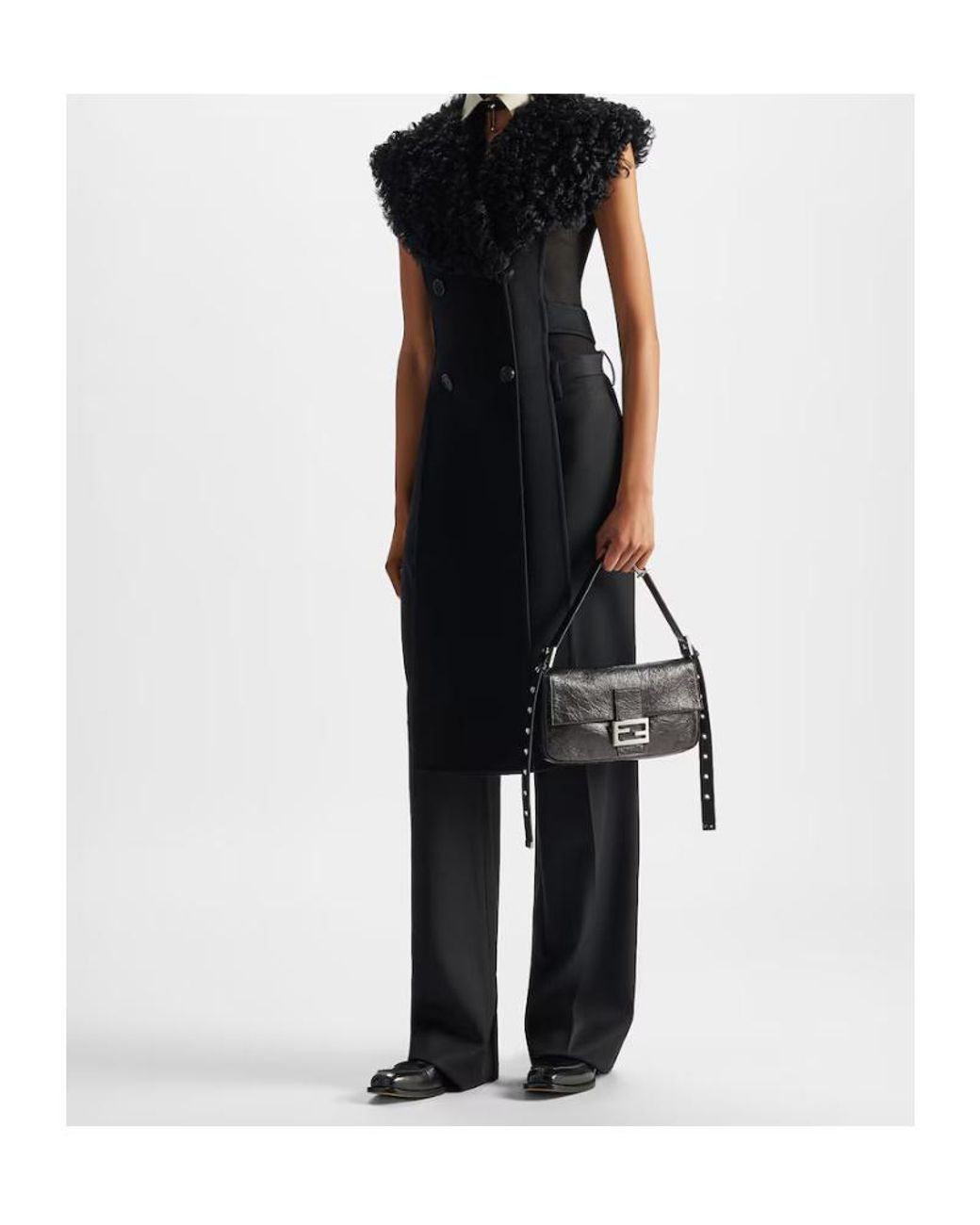 Fendi Black Gilet Shearling Gilet