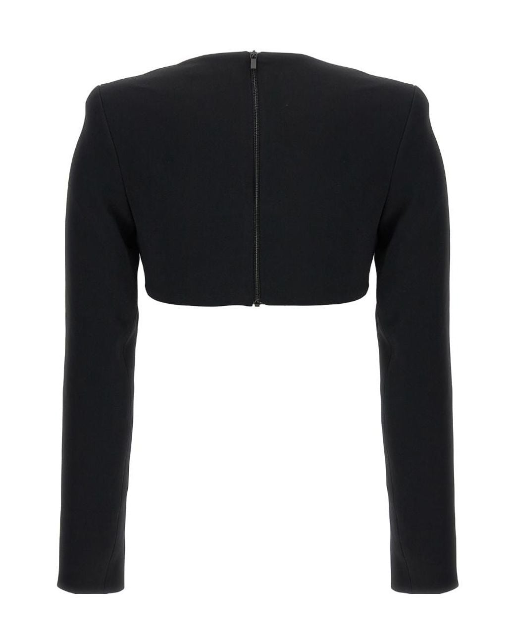 David Koma Black Chain Embellished Square-Neck Cropped Jacket