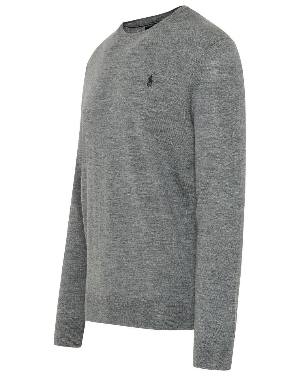 Ralph Lauren Gray Polo Pony Embroidered Knit Jumper for men