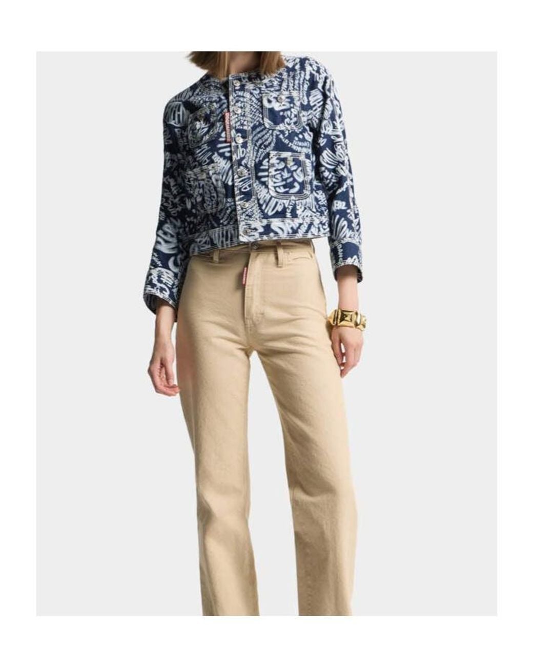 DSquared² Blue Pattern-Printed Denim Jacket