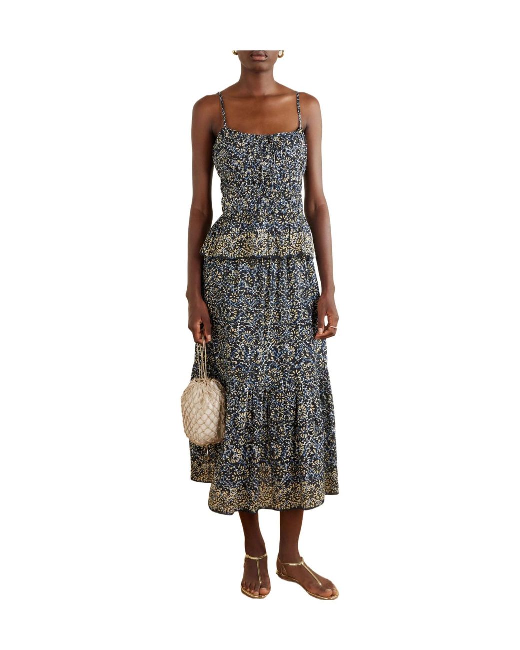 Ulla Johnson Black Anya Printed-Cotton Tank