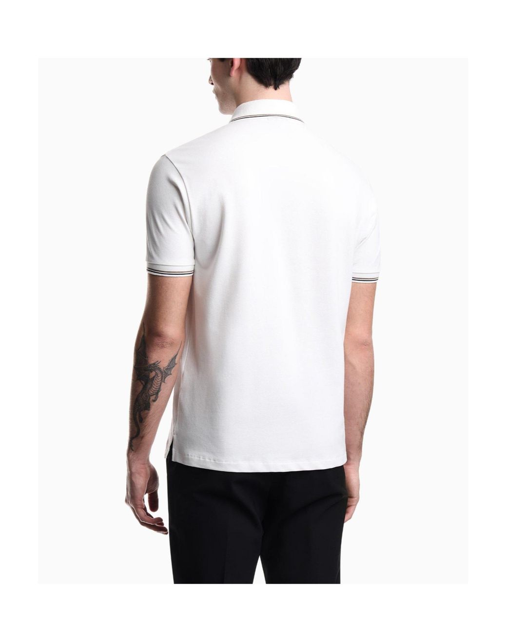 Emporio Armani White Shortsleeve Lapel Shirt for men