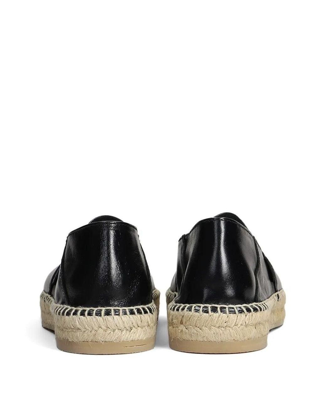 AMI Black Leather Espadrilles for men