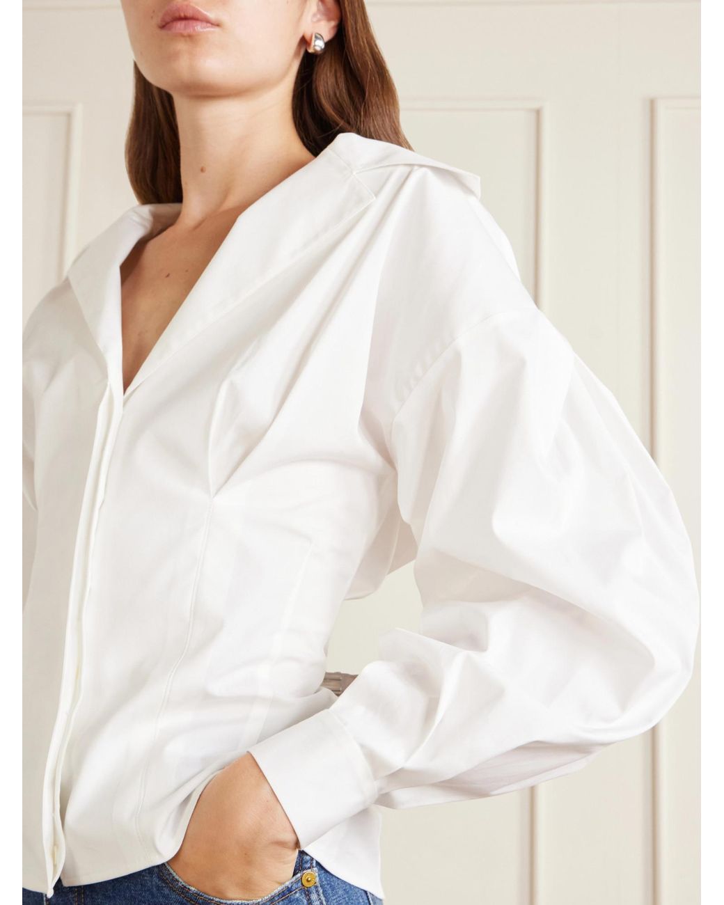 Carolina Herrera White Loose Puffed-Sleeve Shirt