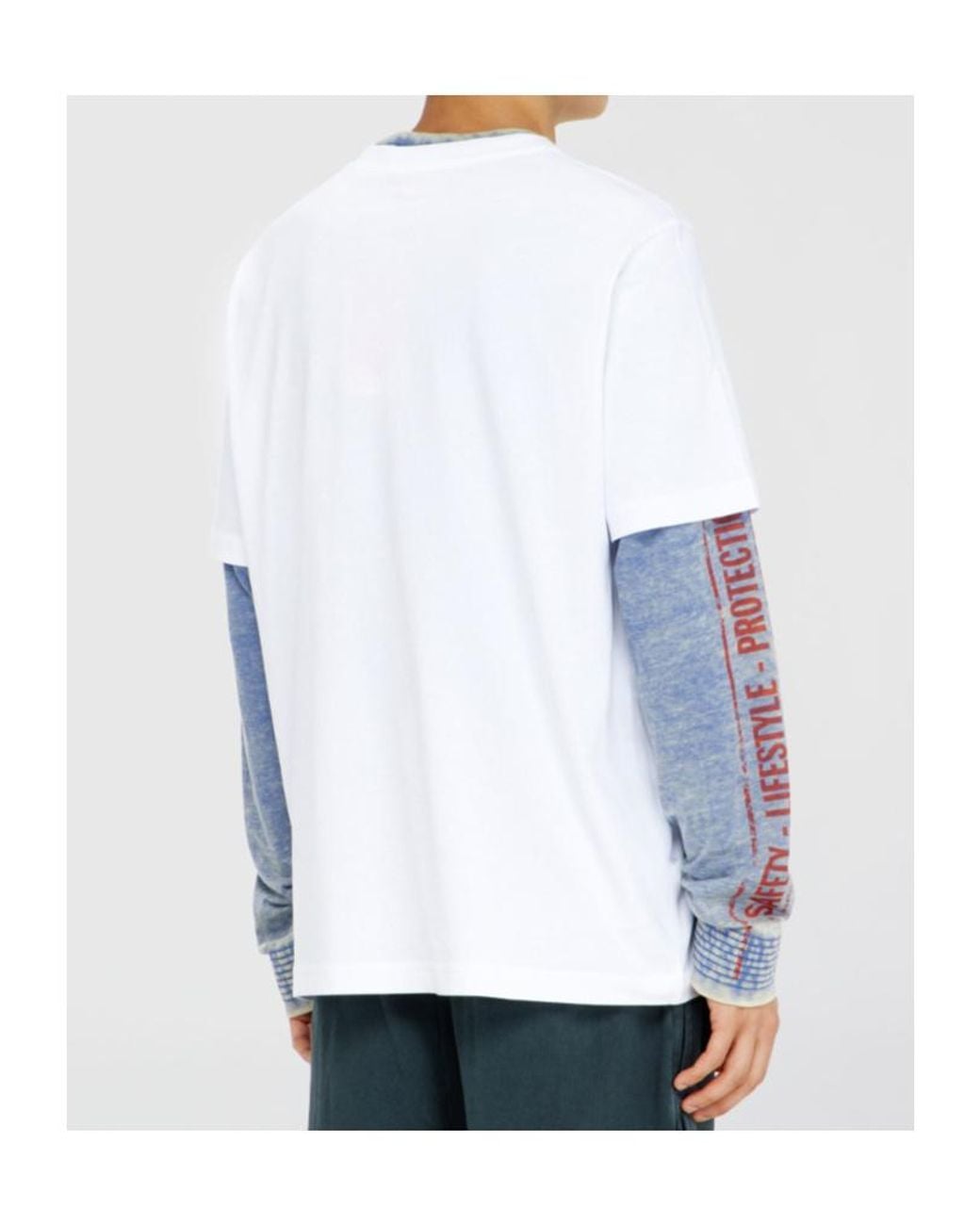 DIESEL White Cotton T-Shirt With Chest Logo Motif for men
