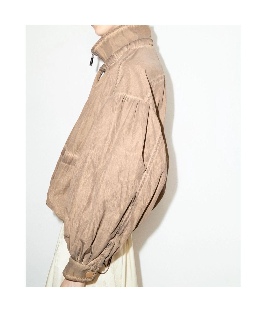 MAX&Co. Natural Oversized Nylon Bomber Jacket