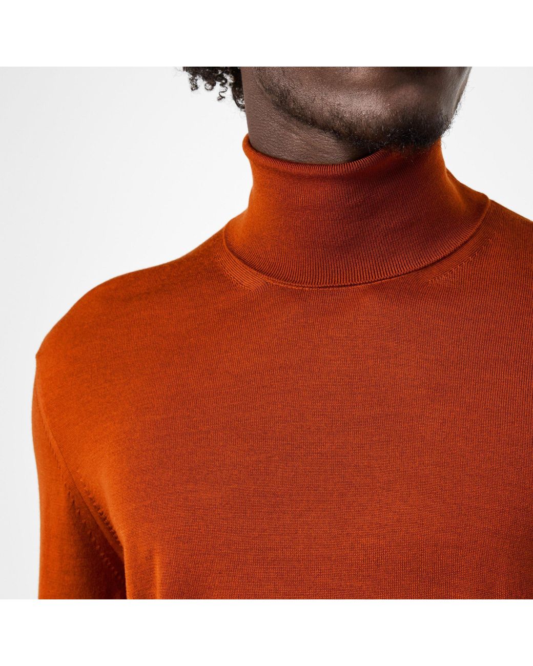 Saint Laurent Orange Solid Color Casual Knit Sweater for men