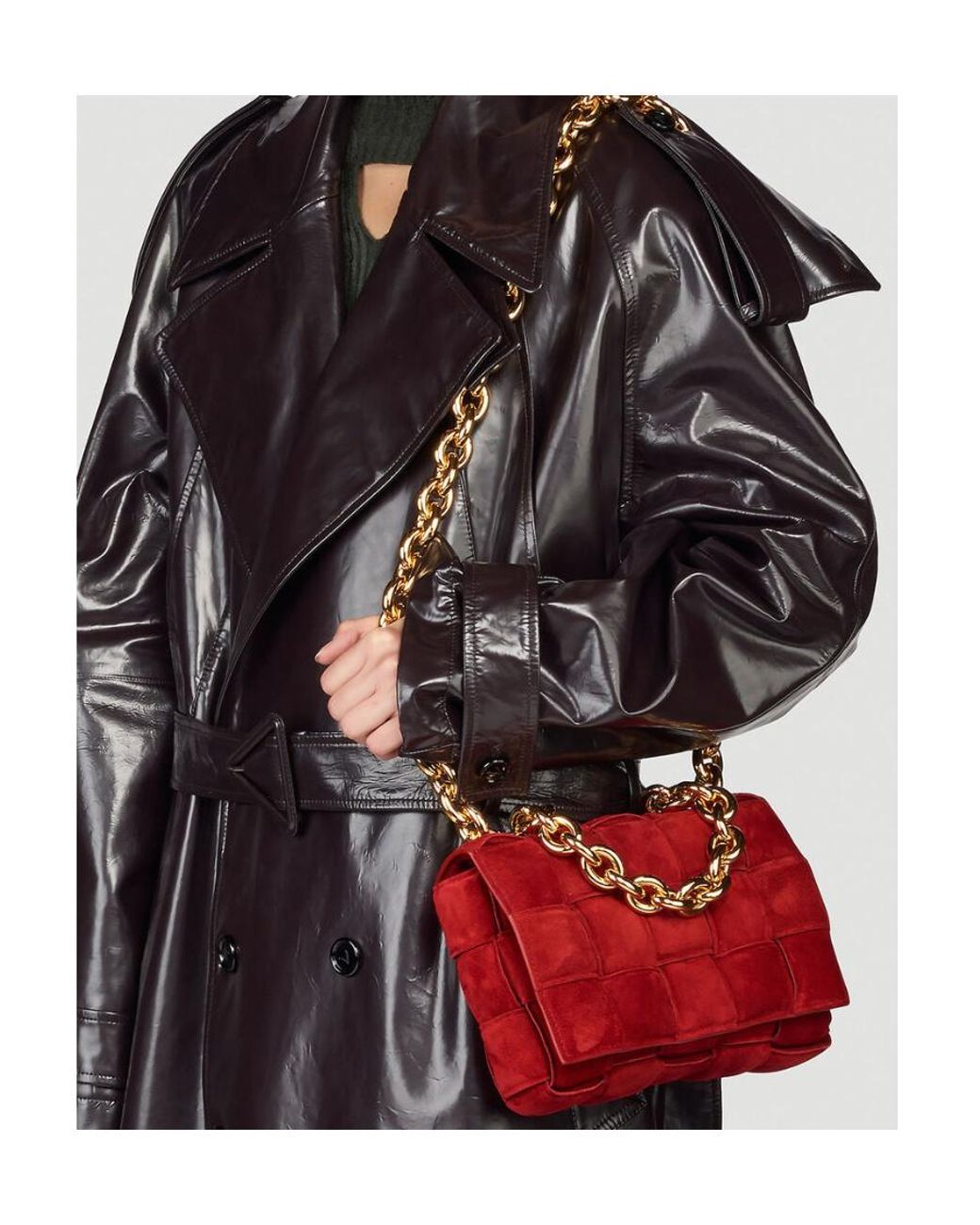 Bottega Veneta Red Interwoven Detail Shoulder Bag