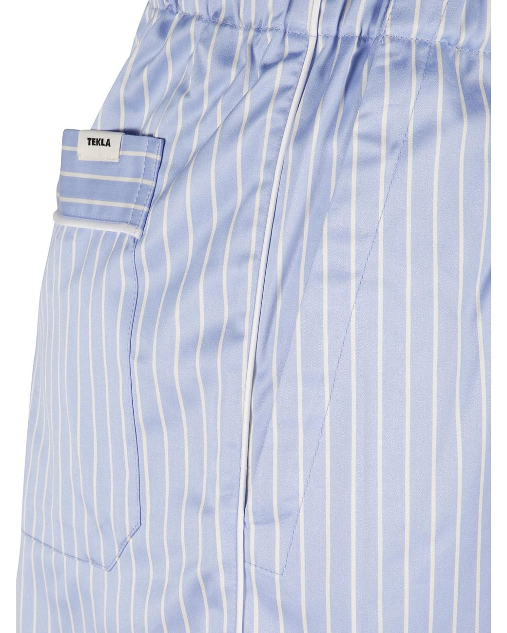 Tekla Blue Organic Cotton Striped Pyjama Trousers