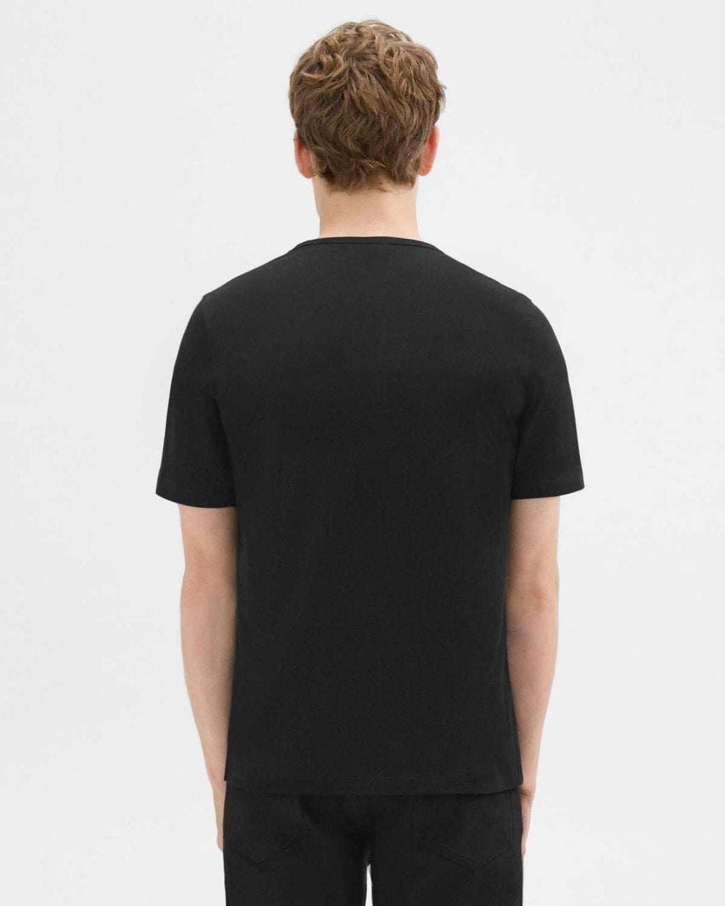 Theory Black Precise Short-Sleeved Crewneck T-Shirt for men