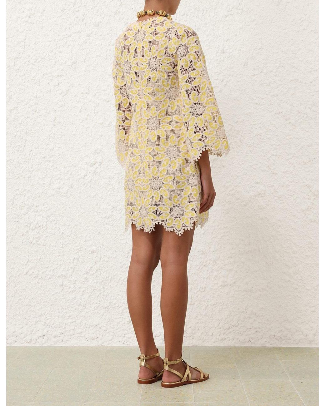 Zimmermann Natural Golden Lace Mini Dress
