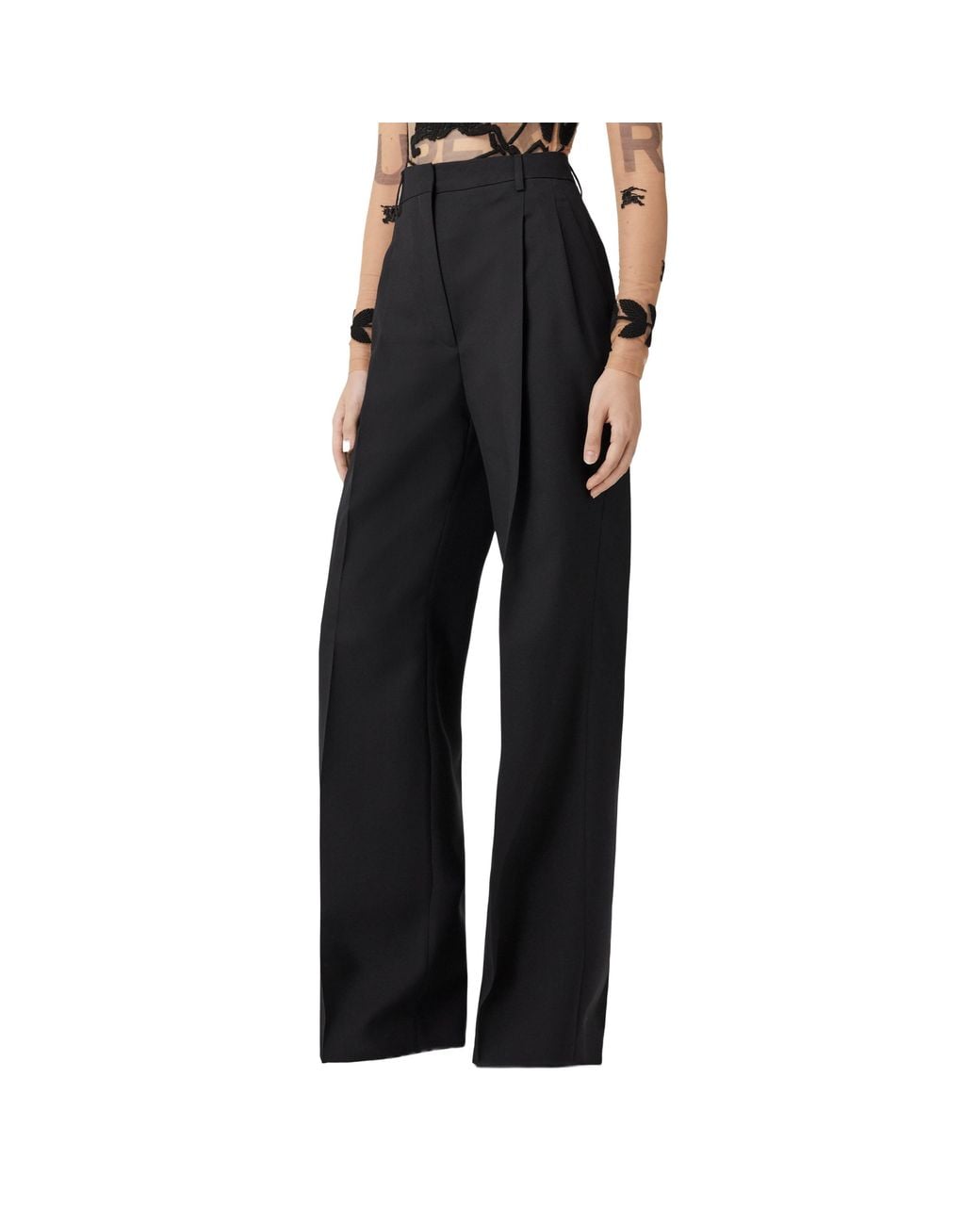 Burberry Black Pleat Detailed Tailored Trousers