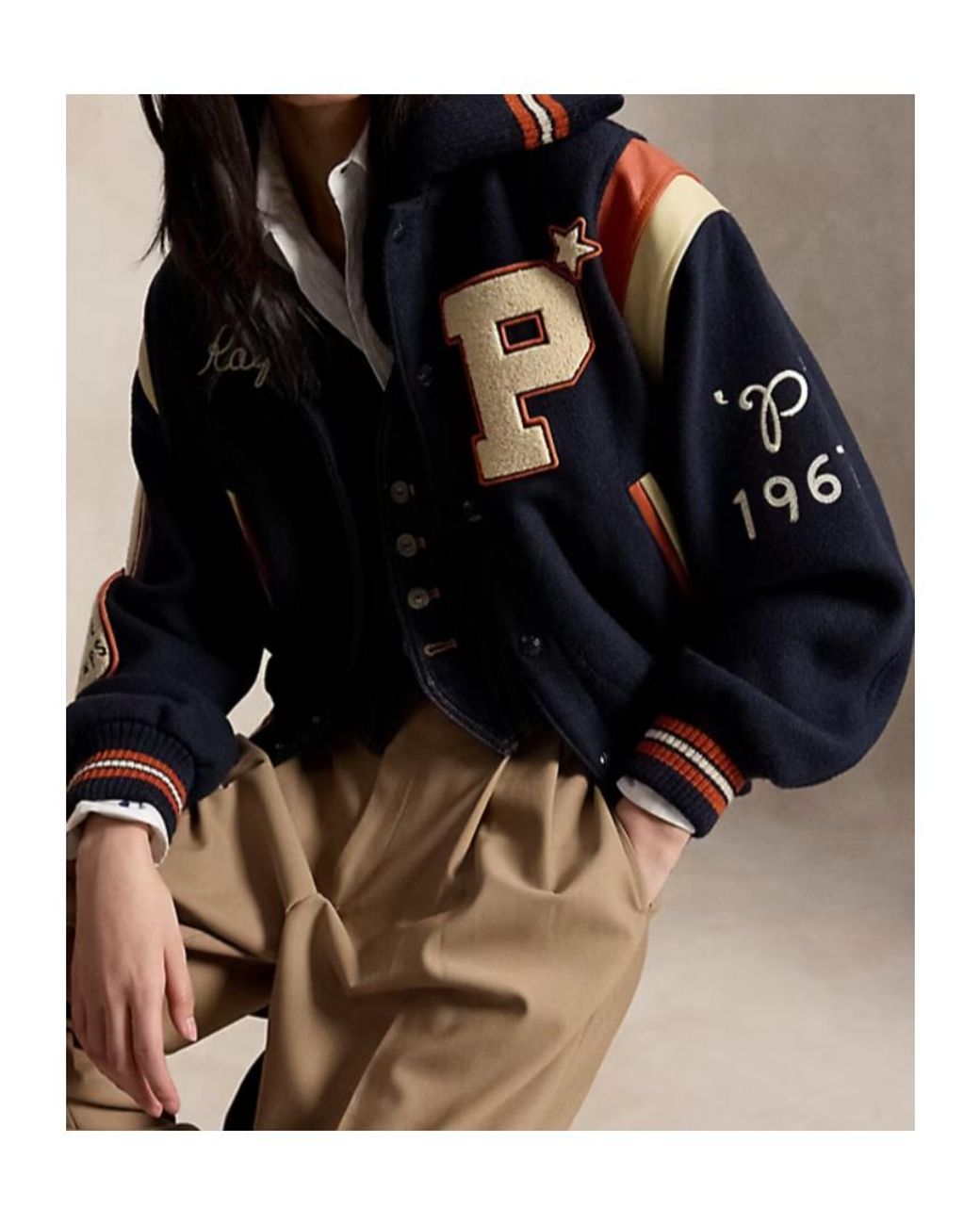 Polo Ralph Lauren Blue Wool-Blend Letter Jacket