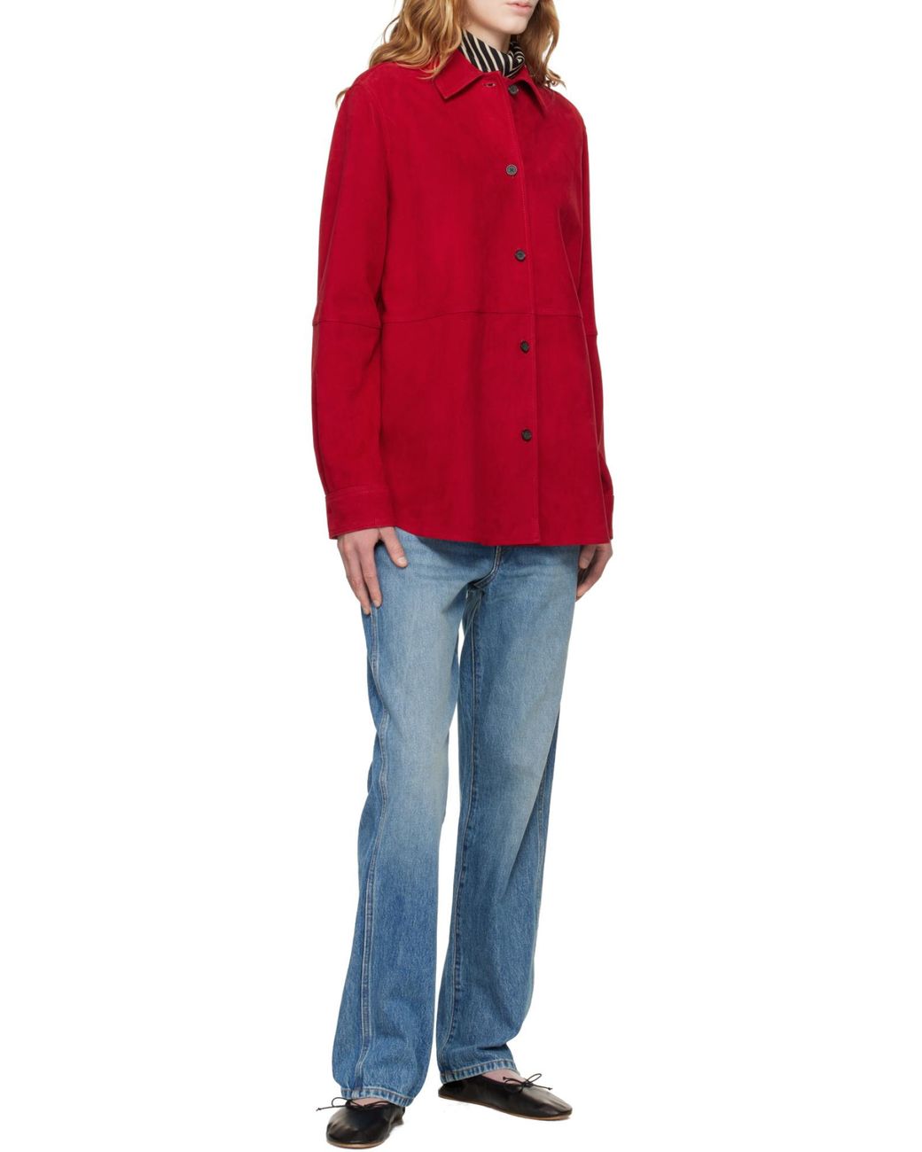 Totême  Red Buttoned Suede Overshirt