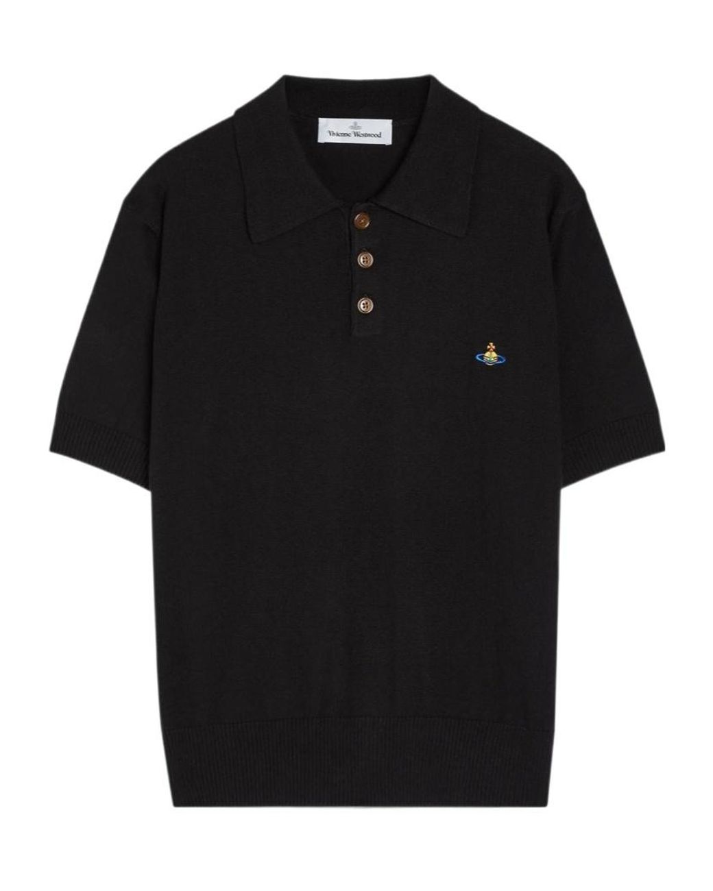 Vivienne Westwood Black Orb Embroidered Polo Shirt for men