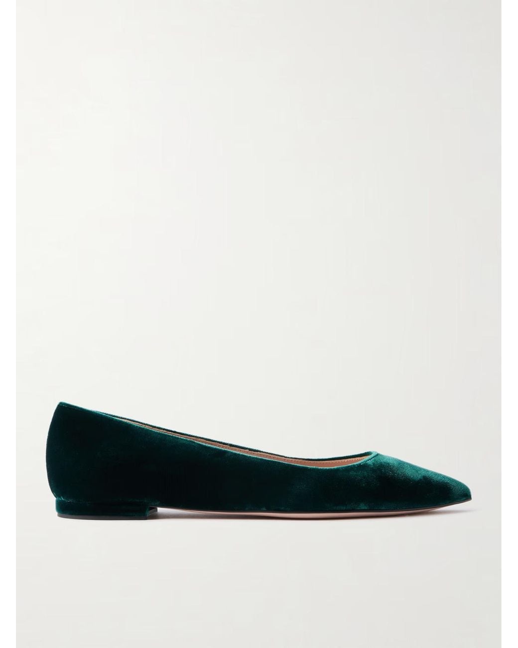 Gianvito Rossi Black Velvet Point-Toe Flats