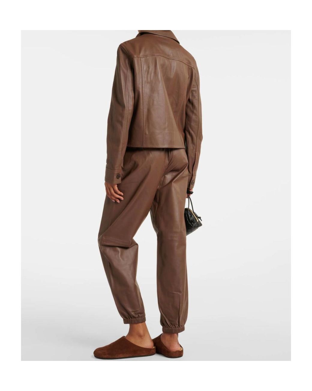 Joseph Brown Single-Breasted Leather Jacket