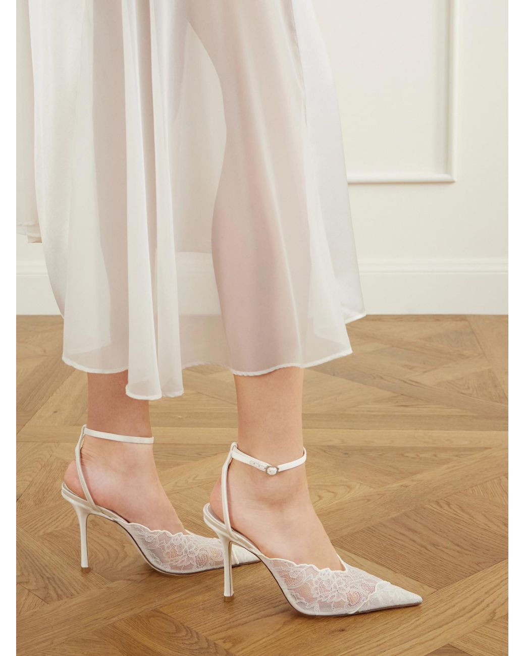 Jimmy Choo White Flower Lace High Heels