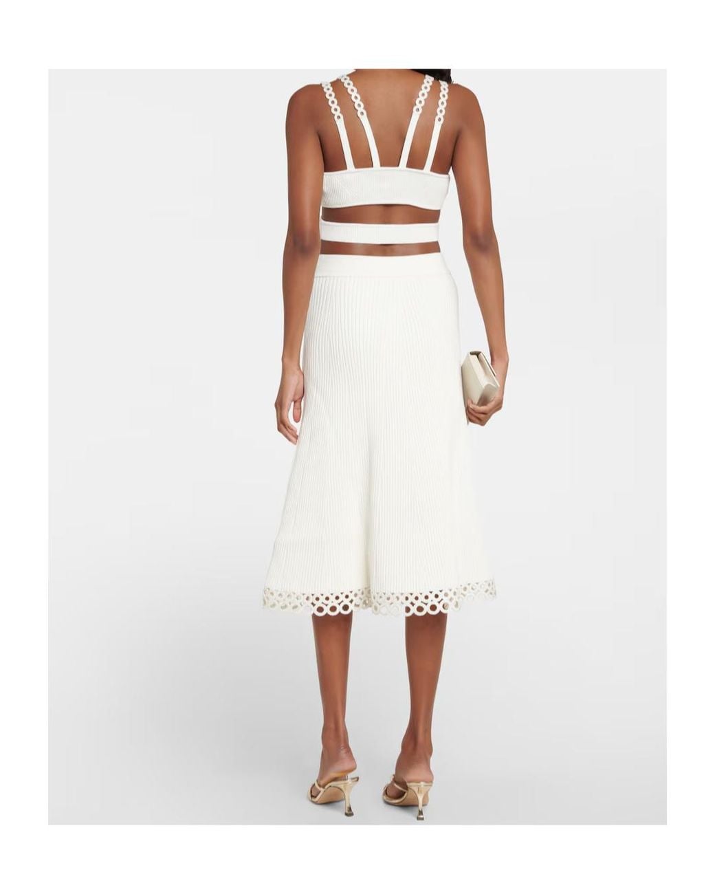 Jonathan Simkhai White Ribbed Openwork Top