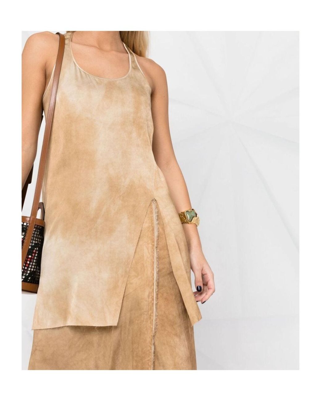 Uma Wang Natural Distressed Raw-Cut Maxi Skirt