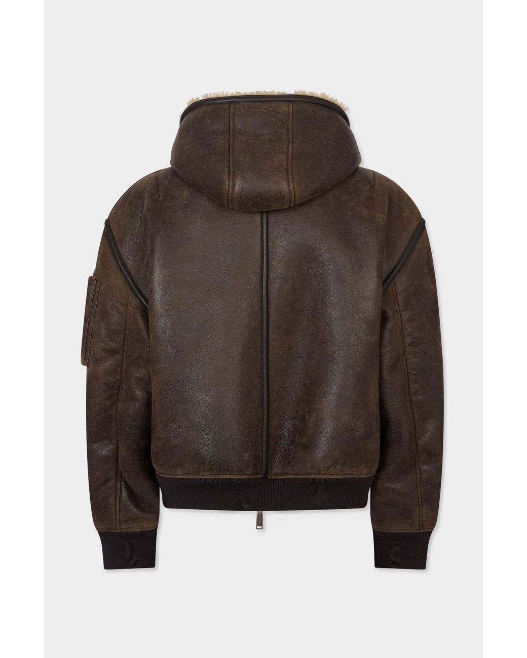 DSquared² Brown Shearling-Lined Hooded Jacket for men