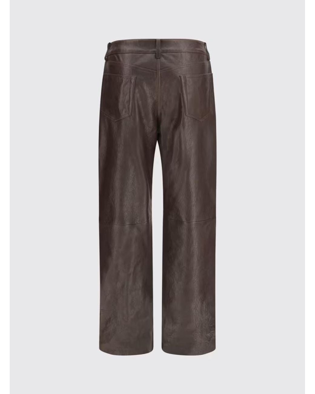 Magda Butrym Brown Leather Straight-Leg Pants