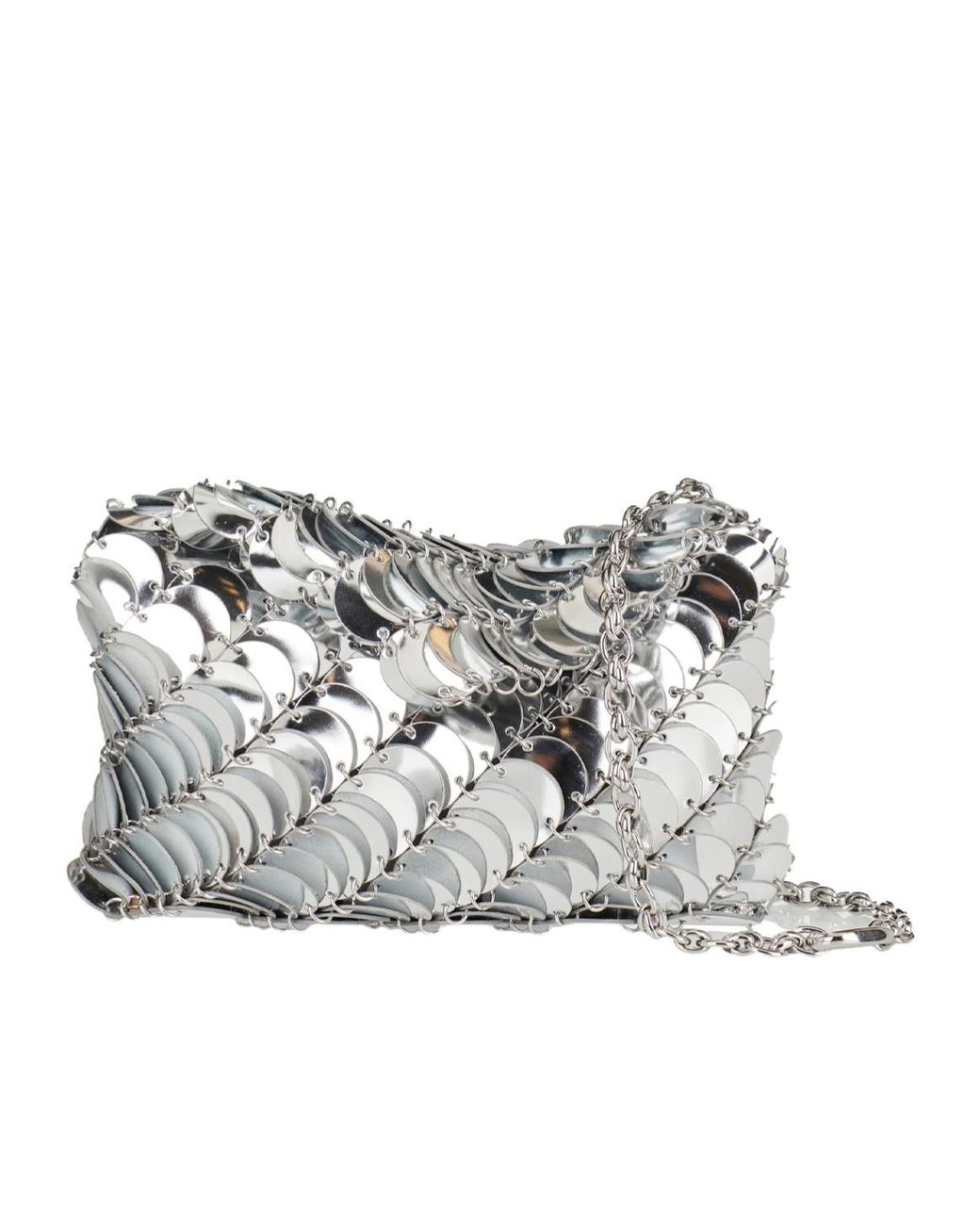 Rabanne Gray Sparkle Baguette Bag