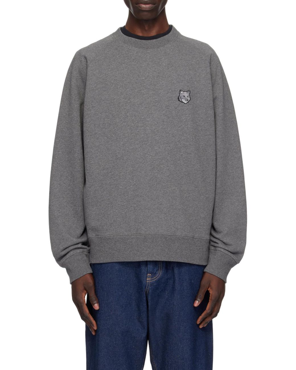 Maison Kitsuné Gray Maison Kitsuné Bold Fox Head Patch Oversized Sweatshirt for men