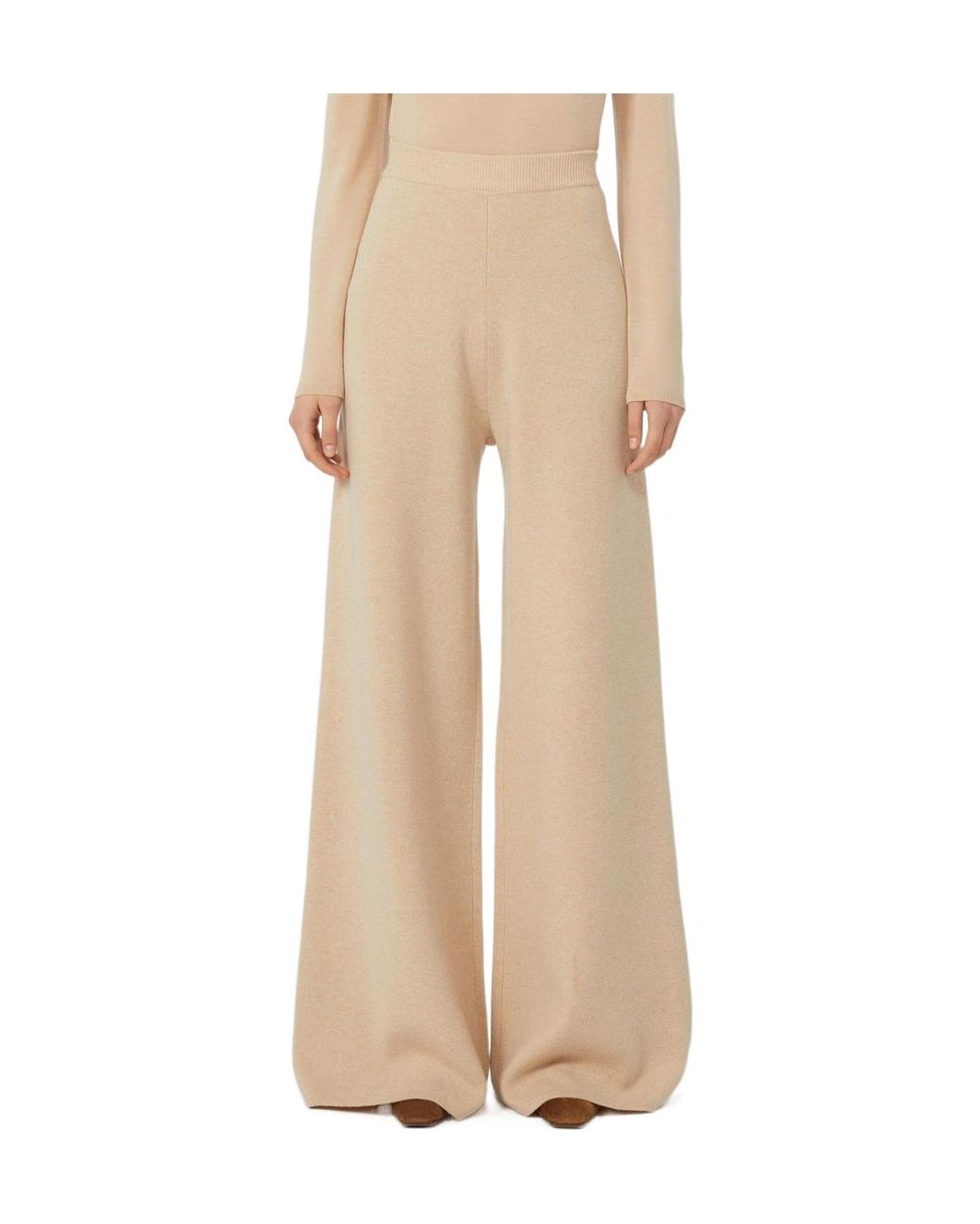 Max Mara Natural Judy Wide Leg Knitted Trousers