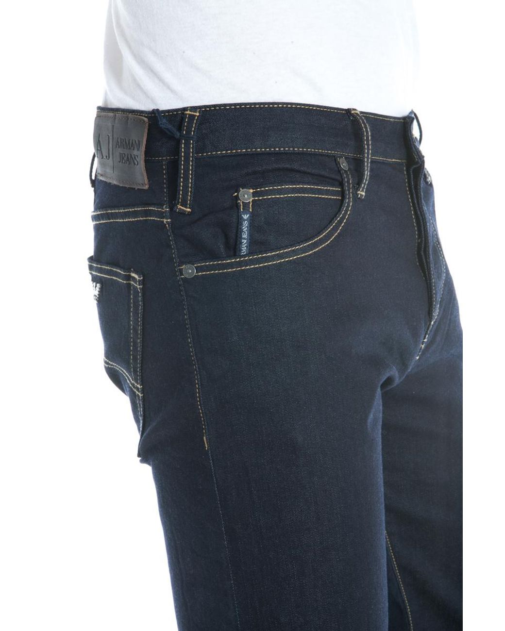 Armani Jeans Blue Logo Logo Denim Trousers for men