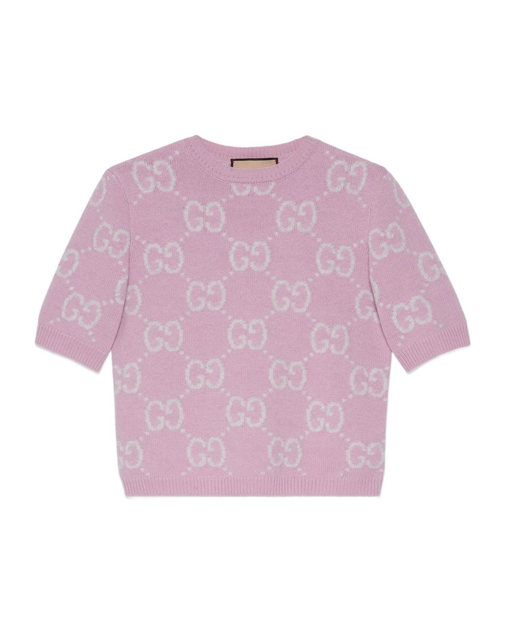 Gucci Pink Gg-Intarsia Wool Top