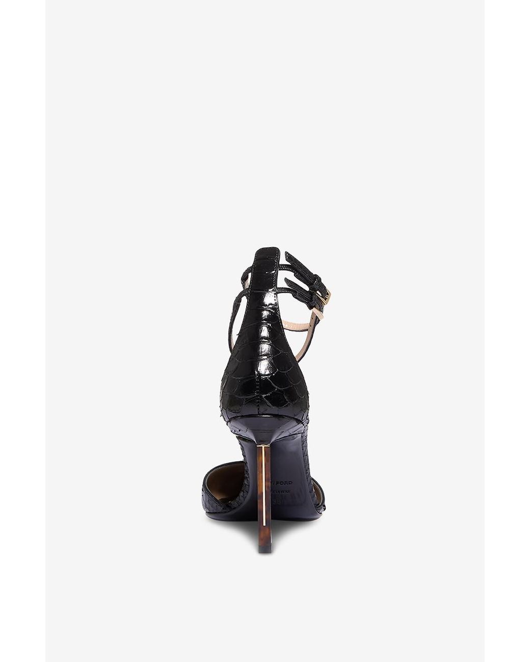 Tom Ford Black Snakeskin-Effect Ankle-Strap Low-Cut Shoes