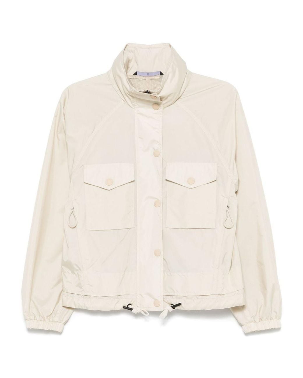 Moncler Natural Grenoble High-Neck Drawstring Coat