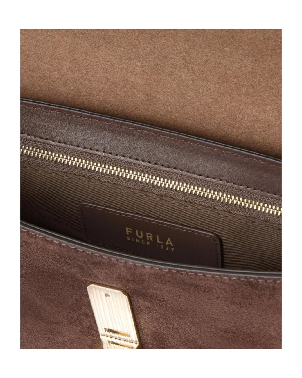 Furla Brown Studded Flap Shoulder Bag