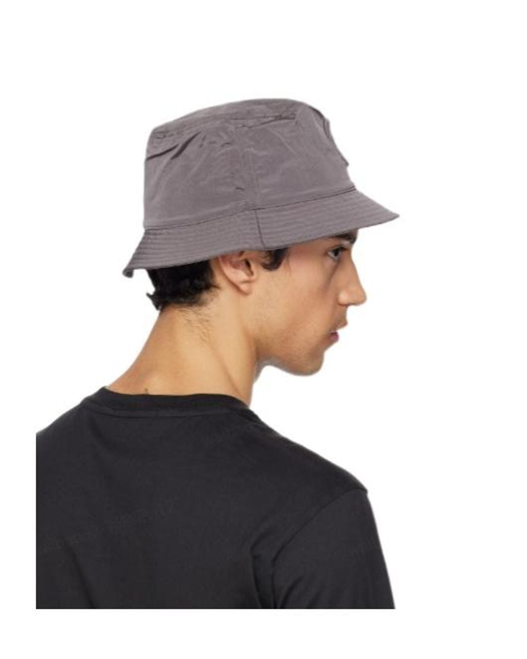 Stone Island Gray Logo-Patch Bucket Hat for men